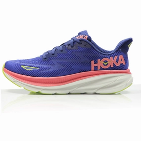 Free Run 2018 Road Running Shoes Hoka One One Clifton 9 Women's Wide Fit Running Shoe - Evening Sky/Coral