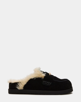 Best Leather Loafers TOBIN FAUX FUR BLACK SUEDE