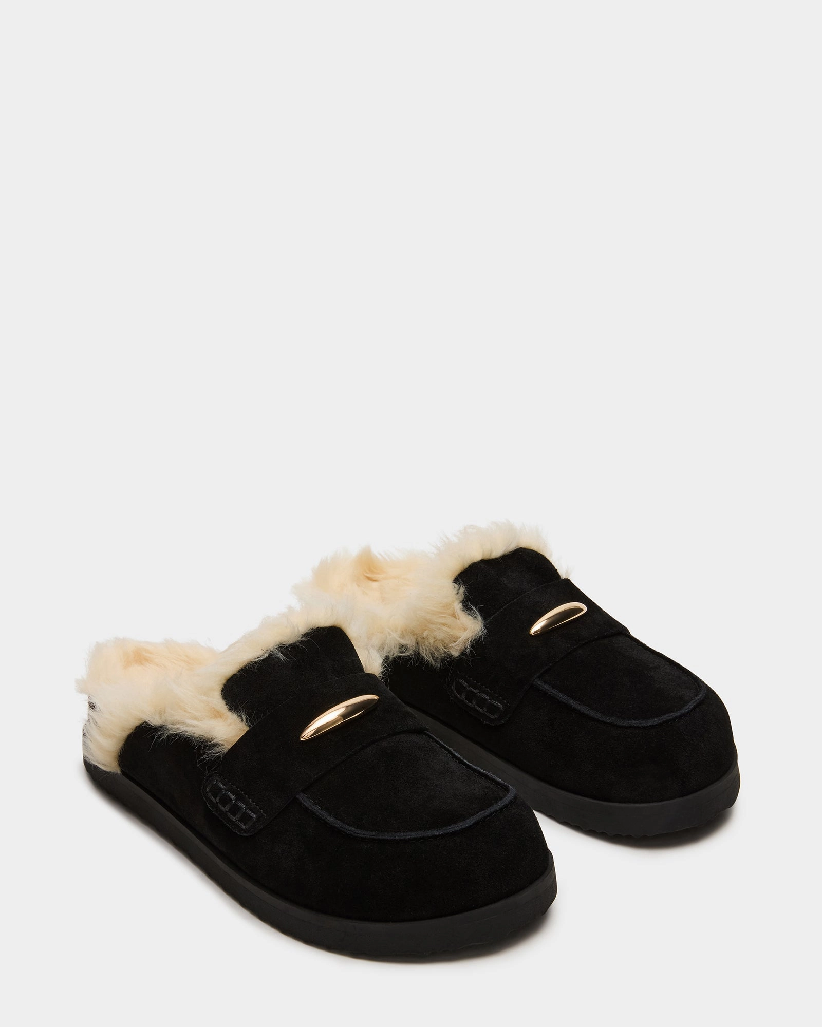 TOBIN FAUX FUR BLACK SUEDE Mems Loafers