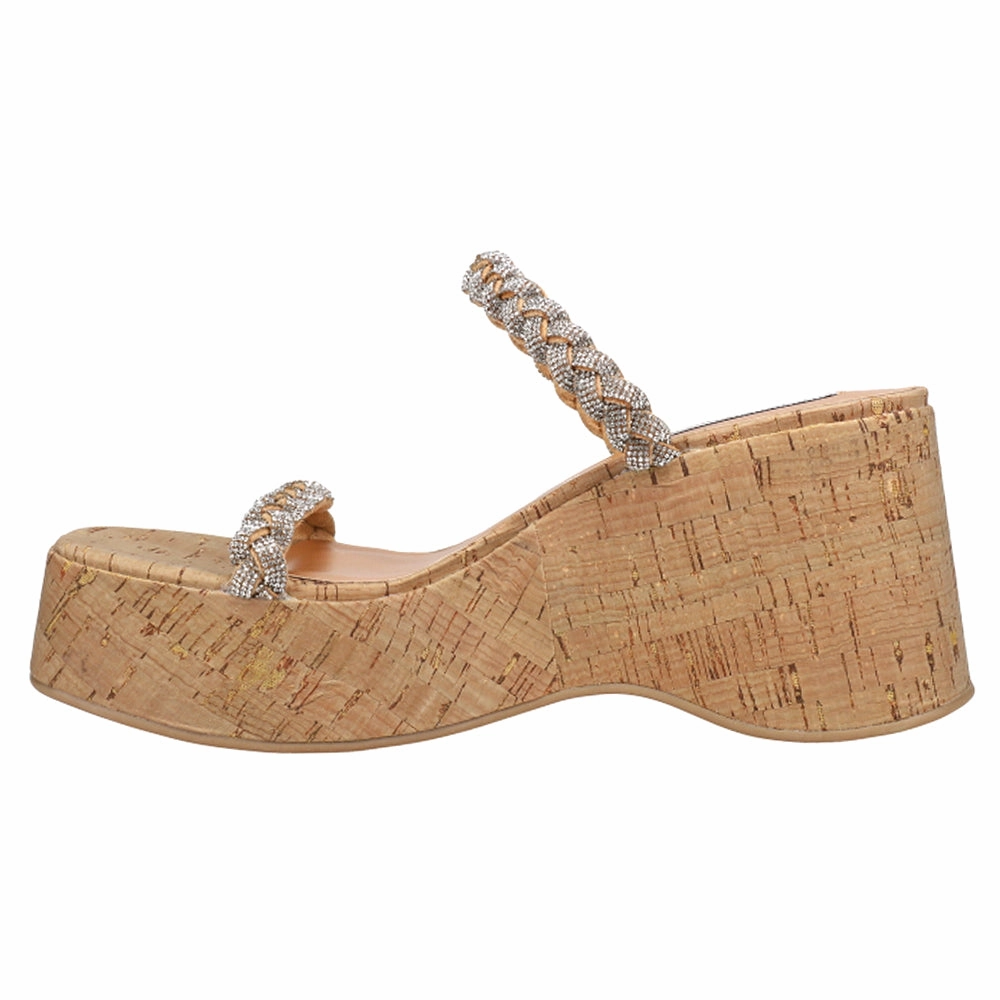 Danya Rhinestone Wedge Sandal Strappy Wedge Heel Sandals