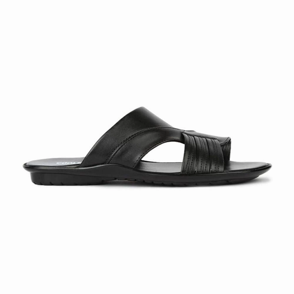 Coolers Black Casual Slipper For Men COOL99-81 By Liberty Washable Cotton Slippers