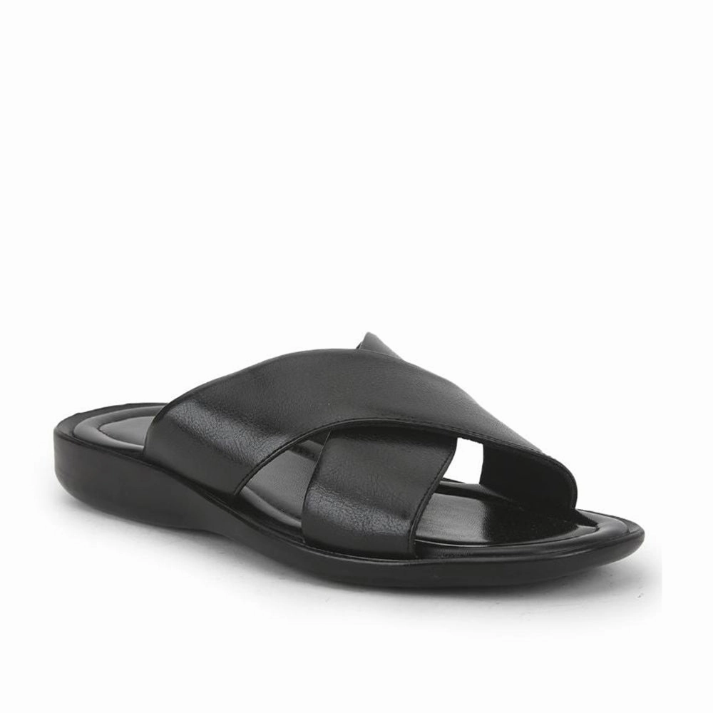 Flower Slides Coolers Black Casual Slippers For Men CROSS-1E By Liberty