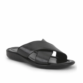 Coolers Black Casual Slippers For Men CROSS-1E By Liberty Best Slippers Support