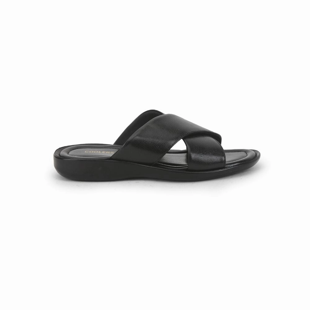 Striped Slippers Coolers Black Casual Slippers For Men CROSS-1E By Liberty