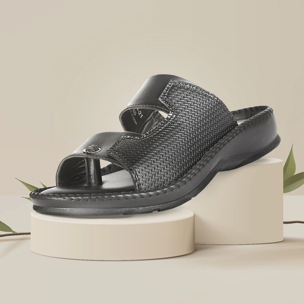 Coolers Casual (Black) Slippers For Men AVN-21 By Liberty Slippers Feet