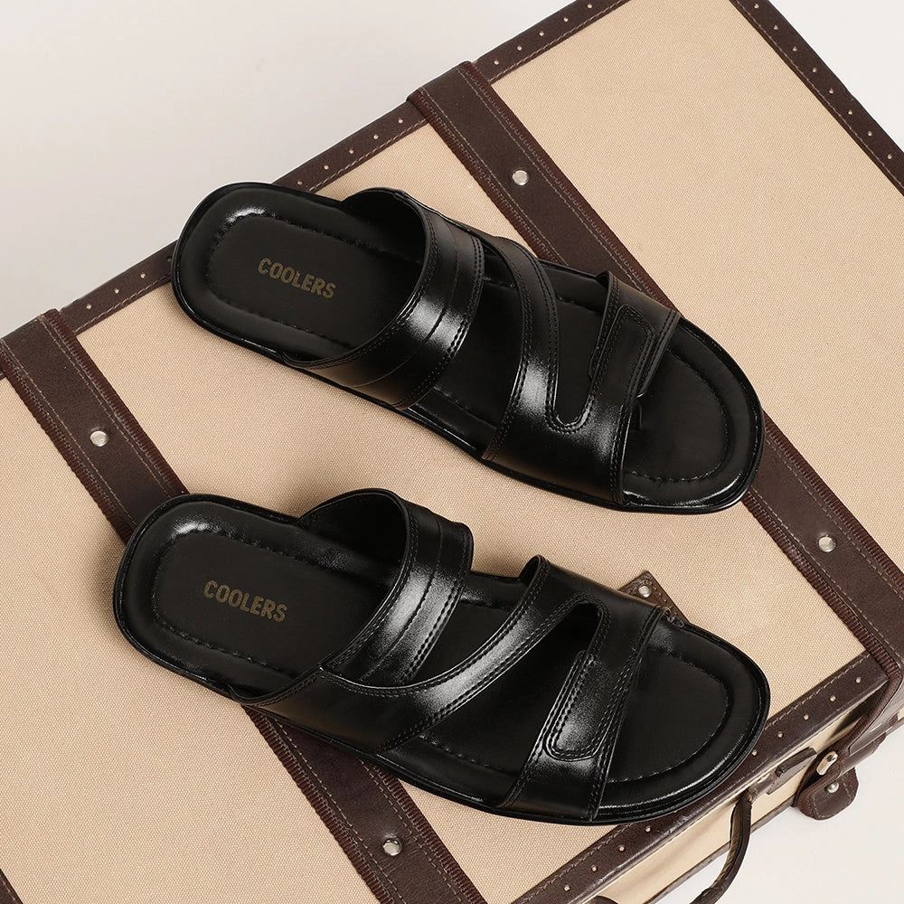 Coolers Casual (Black) Slippers For Men COOL99-13 By Liberty Bunny Fur Slippers