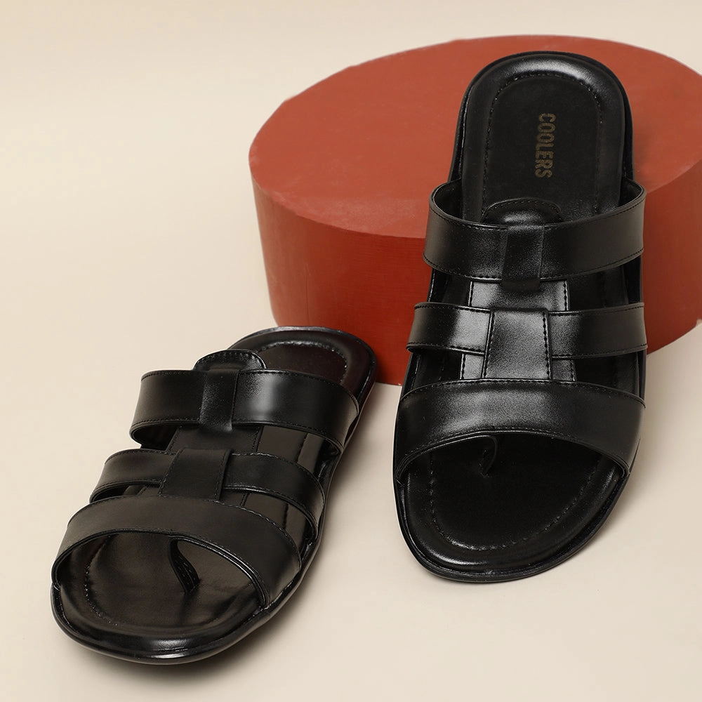 Bare Feet Slippers Coolers Casual (Black) Slippers For Men COOL99-3 By Liberty