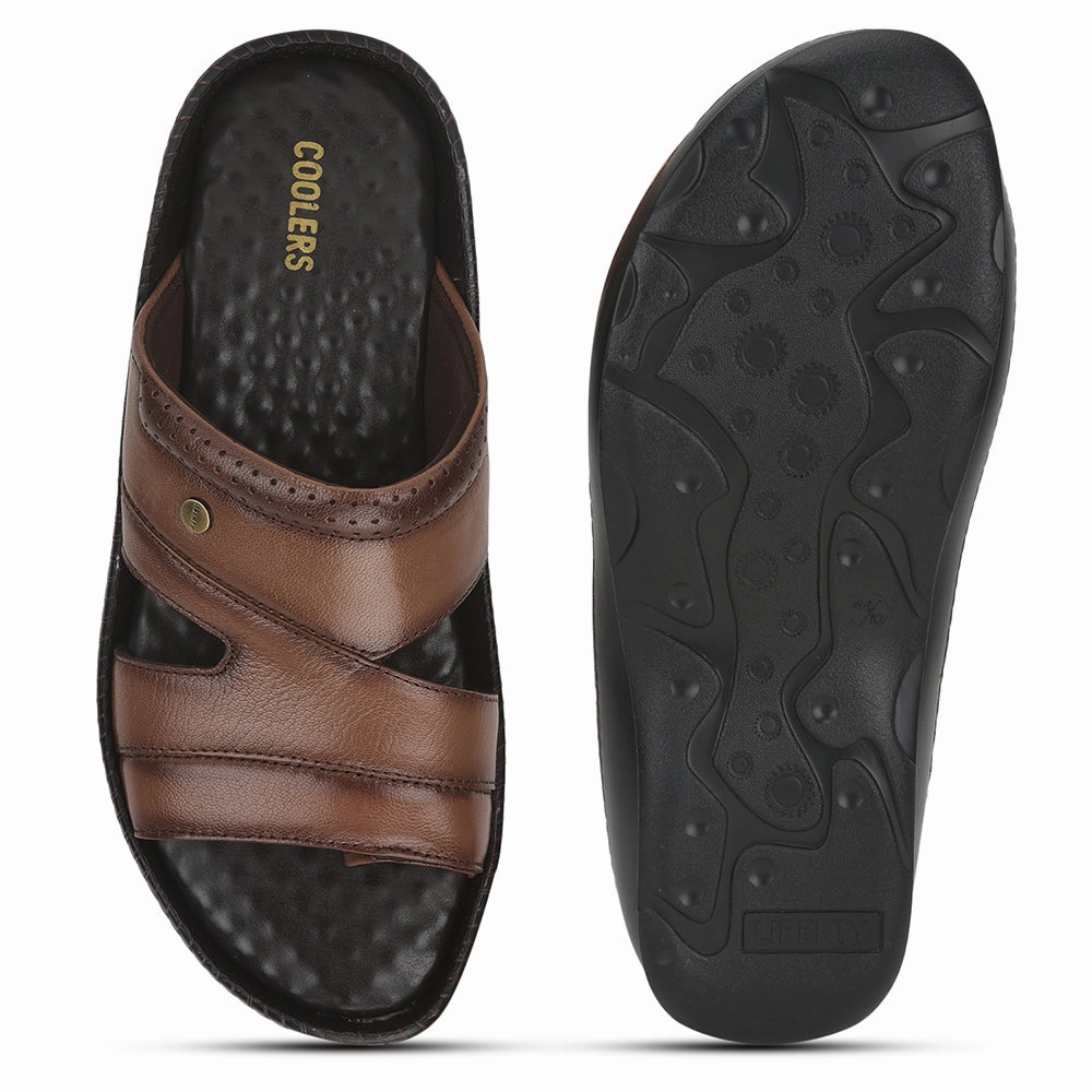 Different Types Of Slippers Coolers Casual (Tan) Slippers For Men STEAMER-02 By Liberty