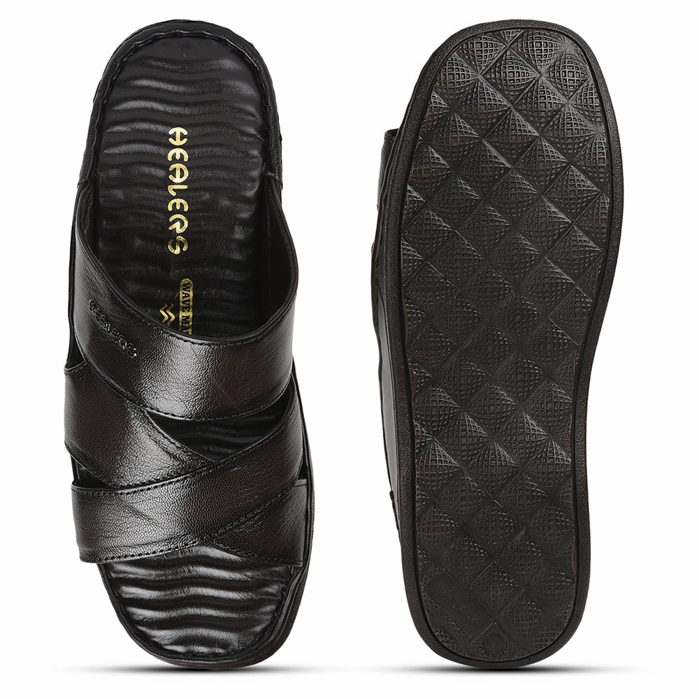 Healers By Liberty Men 2191-51 Brown Casual Slippers Slide On Shoes