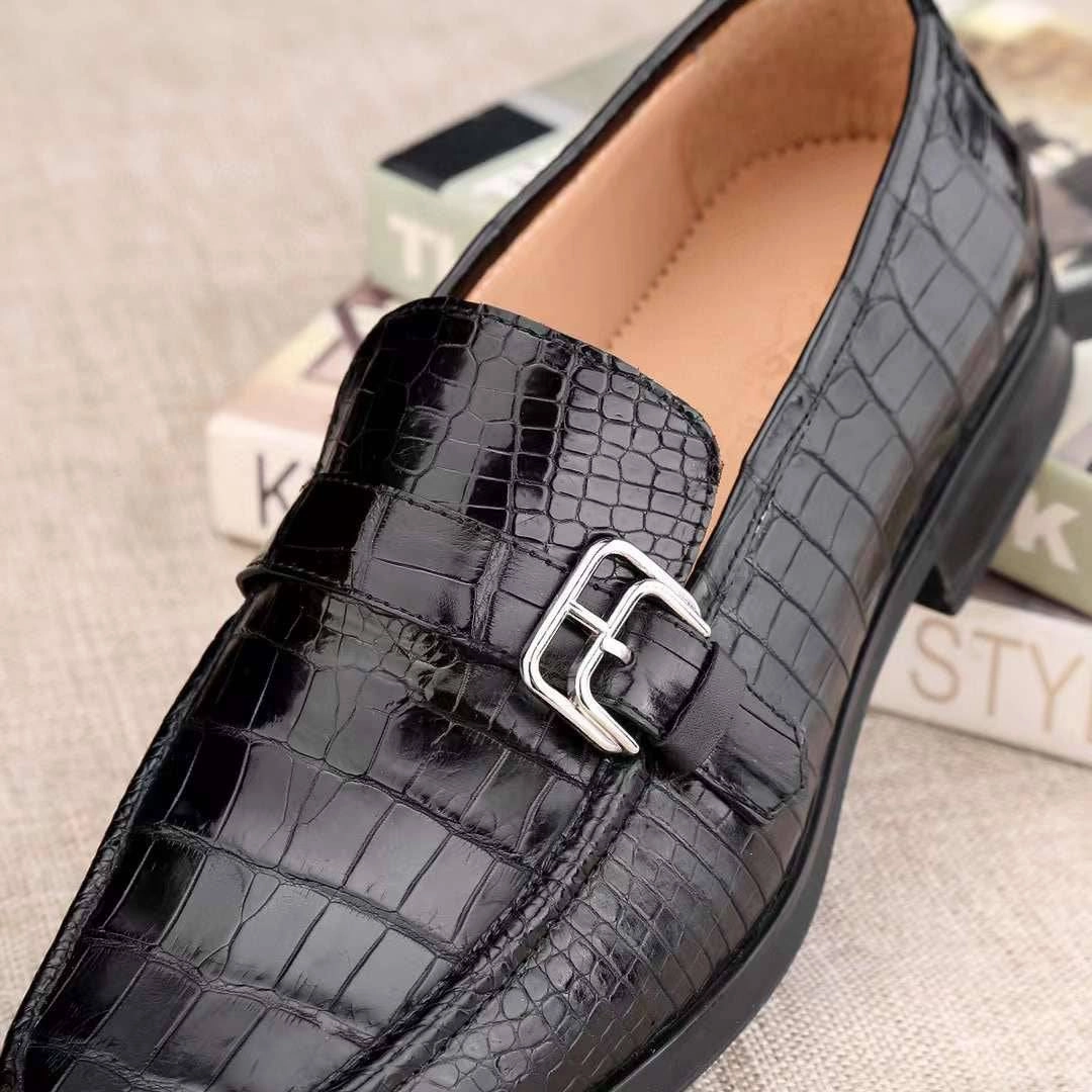 Best Loafers With Arch Support Crocodile Shoes Mens Casual Comfortable Genuine Crocodile Skin Leather Classic Fashion Buckle Slip On Driving Loafers