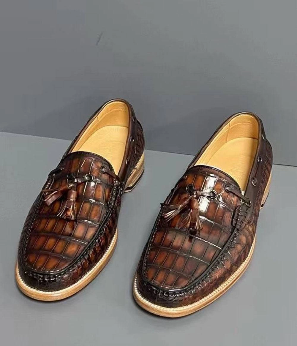 Loafers Johnston And Murphy Crocodile Shoes Vintage Genuine Crocodile Skin Leather Classic Fashion Slip On Driving Loafers