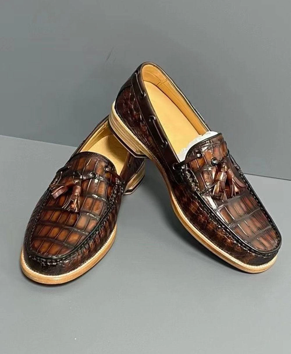 Crocodile Shoes Vintage Genuine Crocodile Skin Leather Classic Fashion Slip On Driving Loafers Celine Loafers