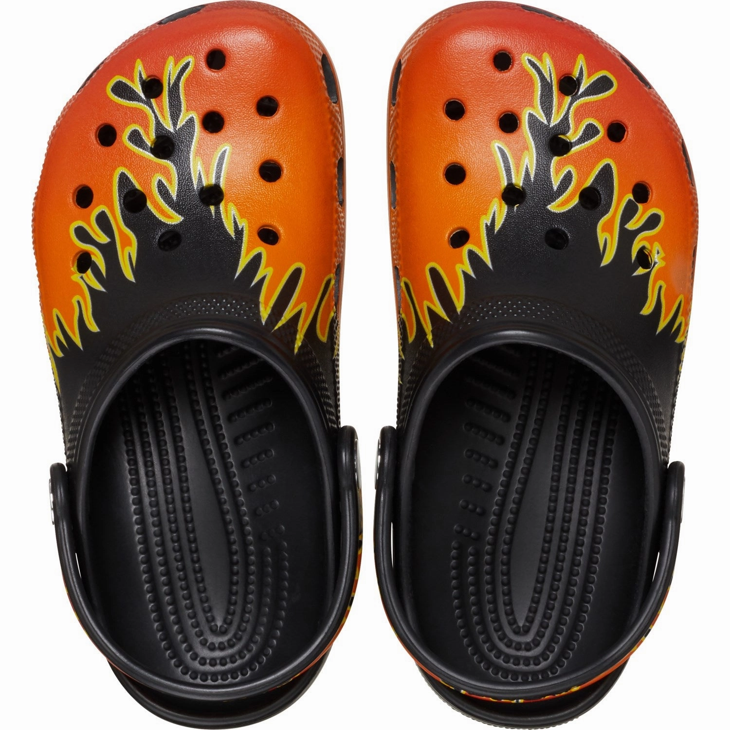 Sandals Platform Flat Crocs Black/Multi Classic Flames Clog