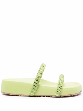 Croissette double-strap crystal-embellished sandals Office Shoes For Flat Feet