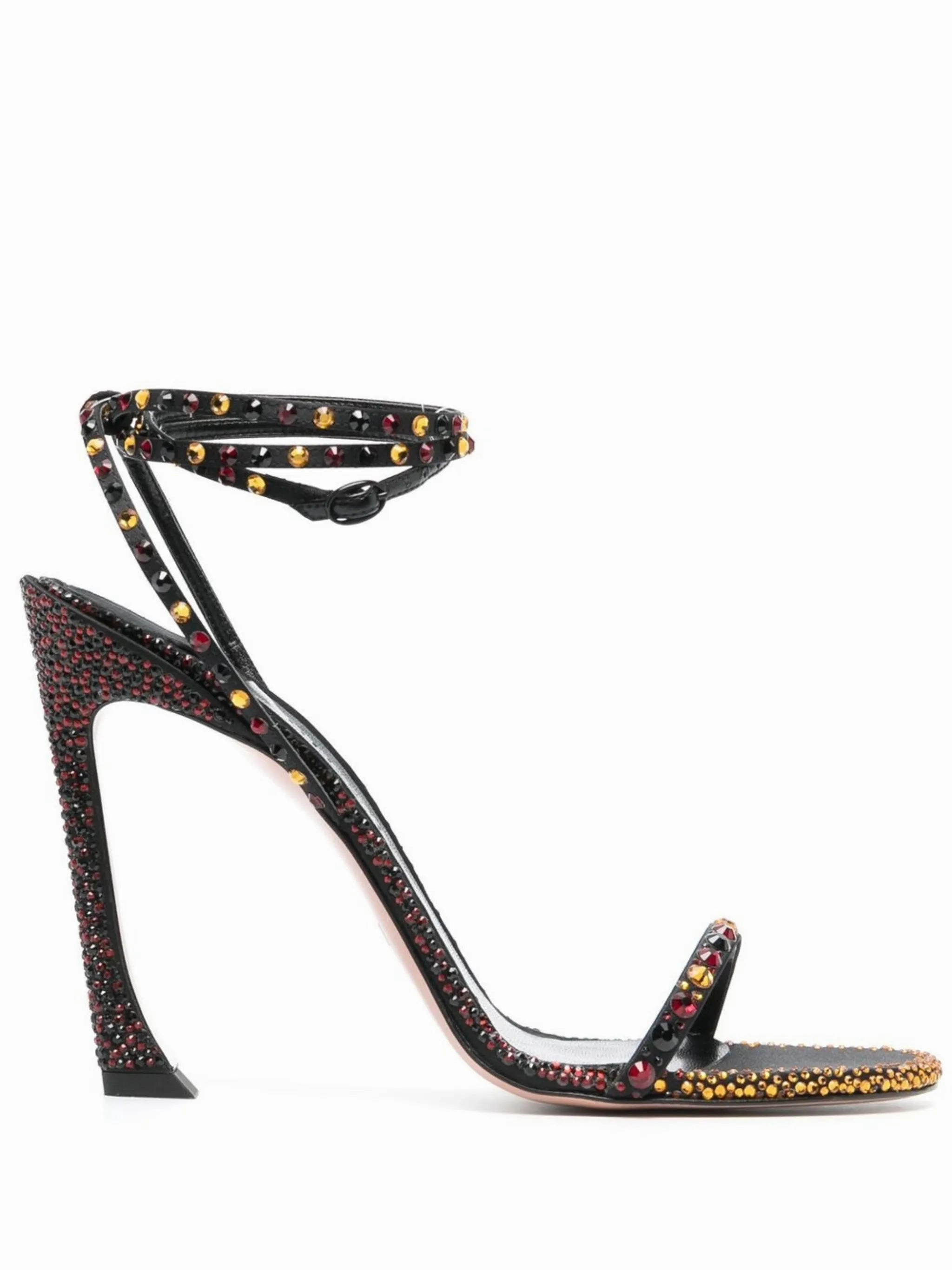 crystal-embellished ankle-strap sandals Flat Foot Sandals