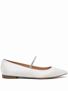 Flat Foot Shoes For Work crystal-embellished satin ballet pumps