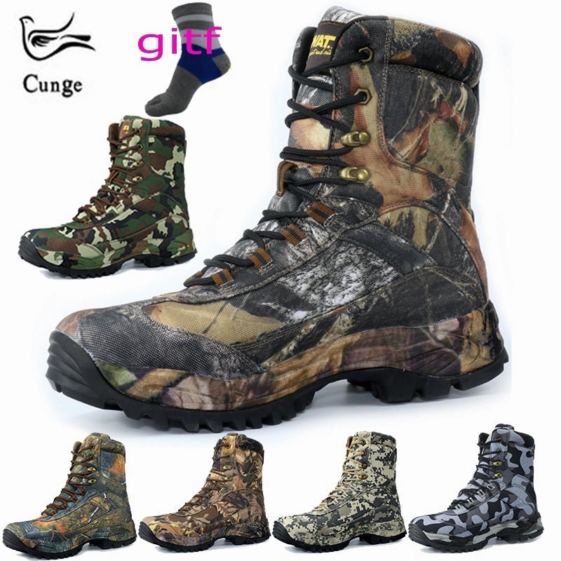 Pointed Western Boots CUNGE Outdoor Tactical Sport Men's Shoes For Camping Climbing boots Men Hiking Boots Mountain Non-slip waterproof hunting boots