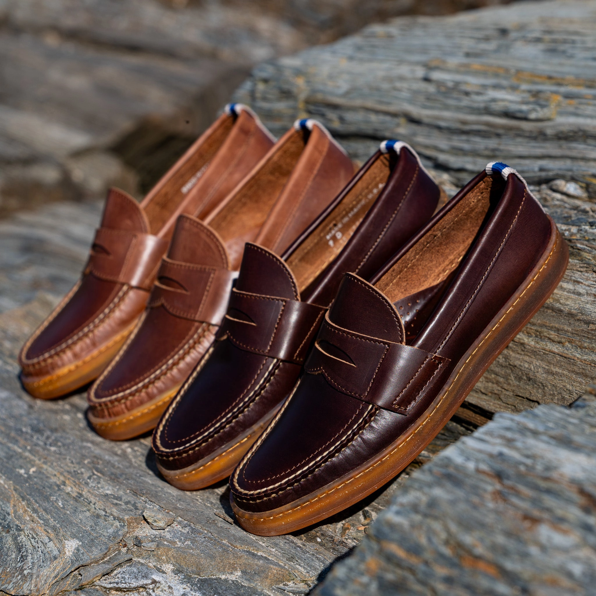 Fur Mule Loafers Cup Sole Penny Moc - Natural