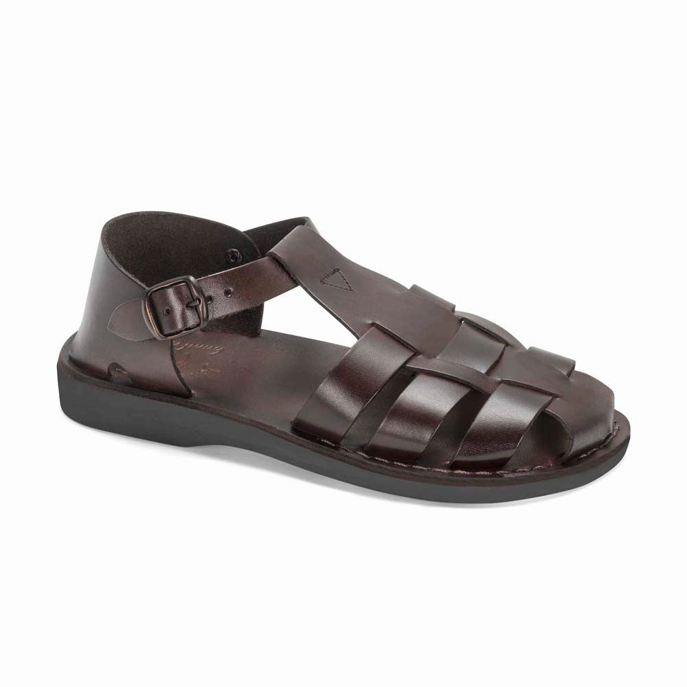 Daniel - Leather Fisherman Sport Sandal | Brown Heel Strappy Sandals