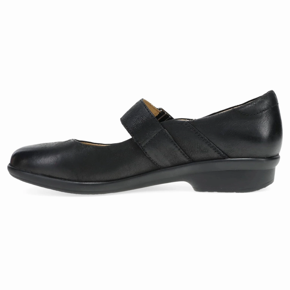 Single Monk Strap Dress Shoes Dansko Collette Black Burnished Nubuck Mary Jane (Women's)