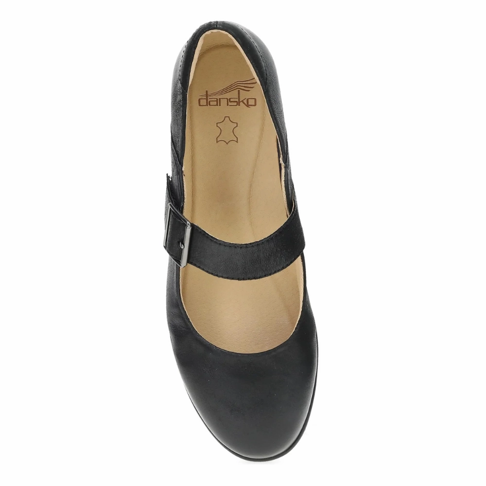 Dansko Collette Black Burnished Nubuck Mary Jane (Women's) Orange Dress Shoes
