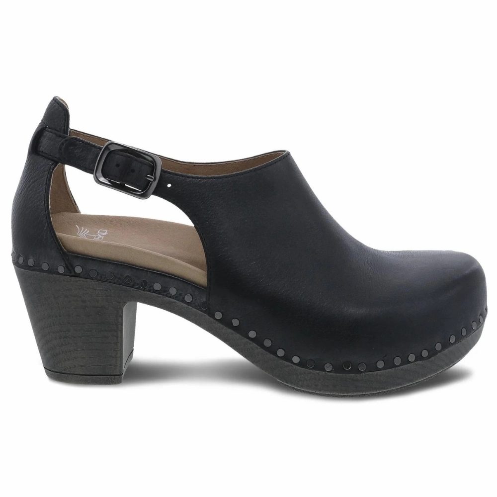 Dansko Sassy Black Milled Burnished Leather Heel (Women's) Dsw Low Heel Dress Shoes