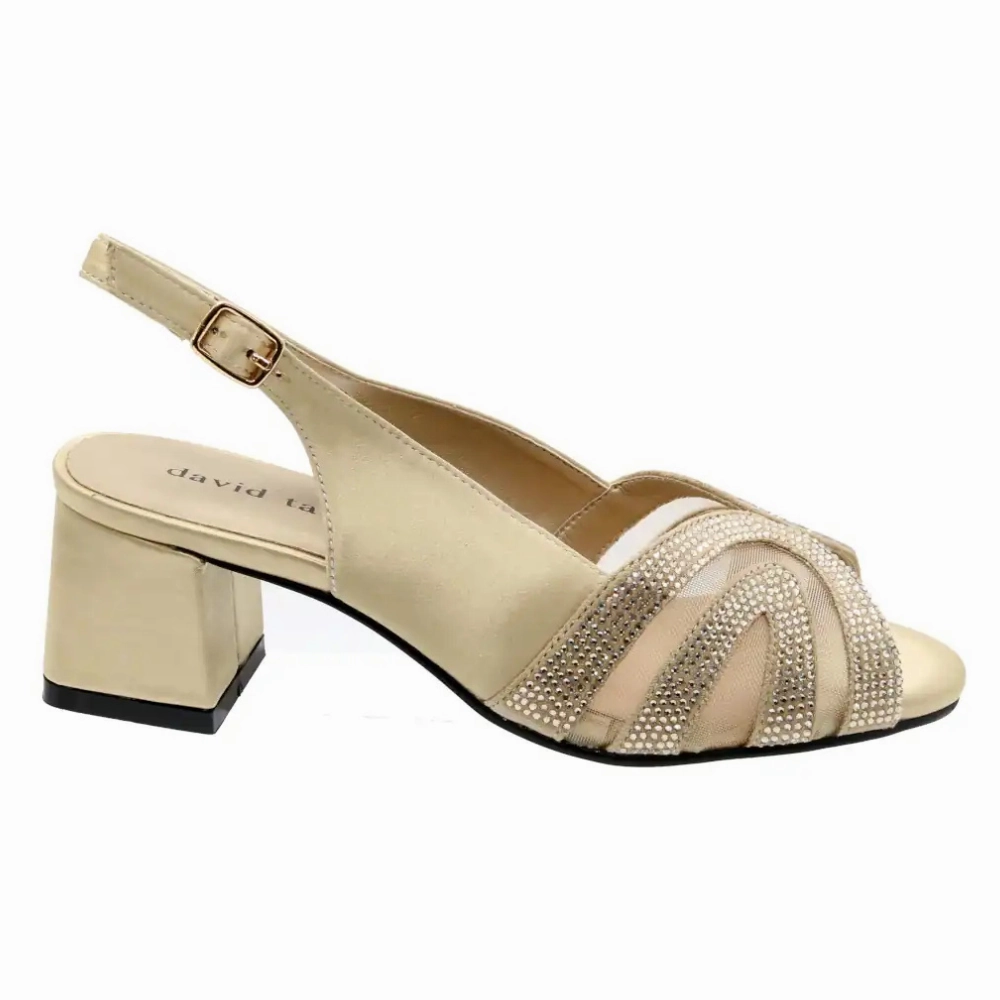 David Tate Desire Champagne Satin Heel Sandal (Womens)