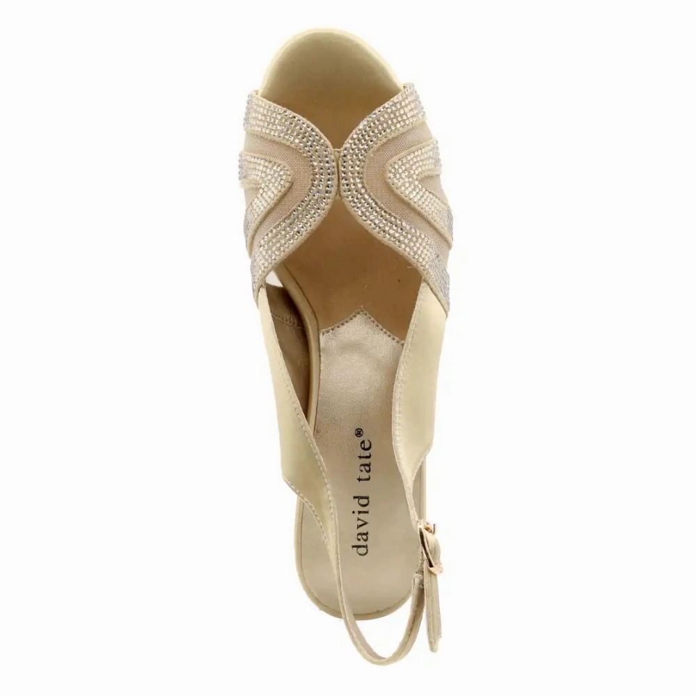 David Tate Desire Champagne Satin Heel Sandal (Womens)