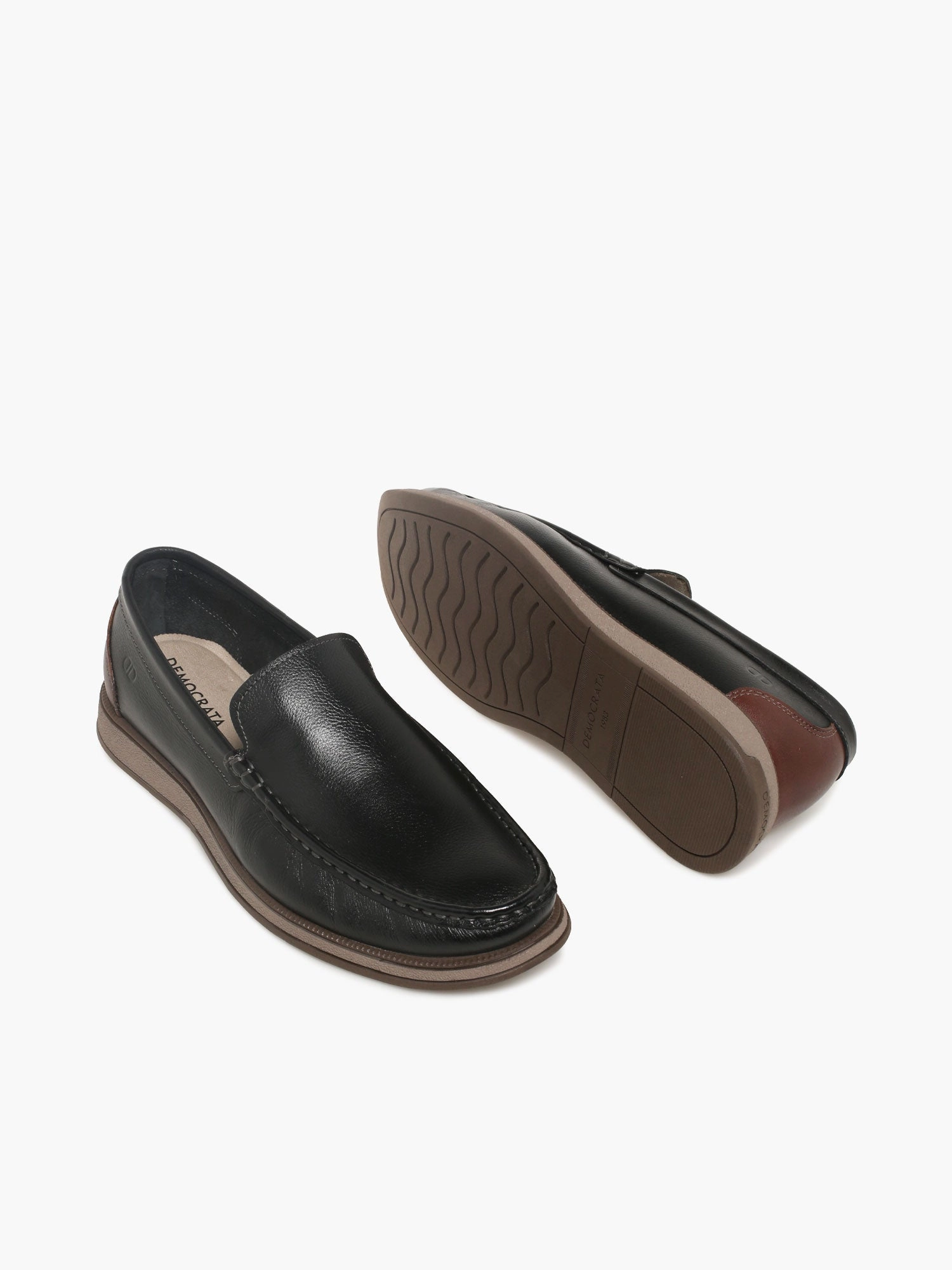 Flat Soled Shoes 252301001 Black Tabaco leather