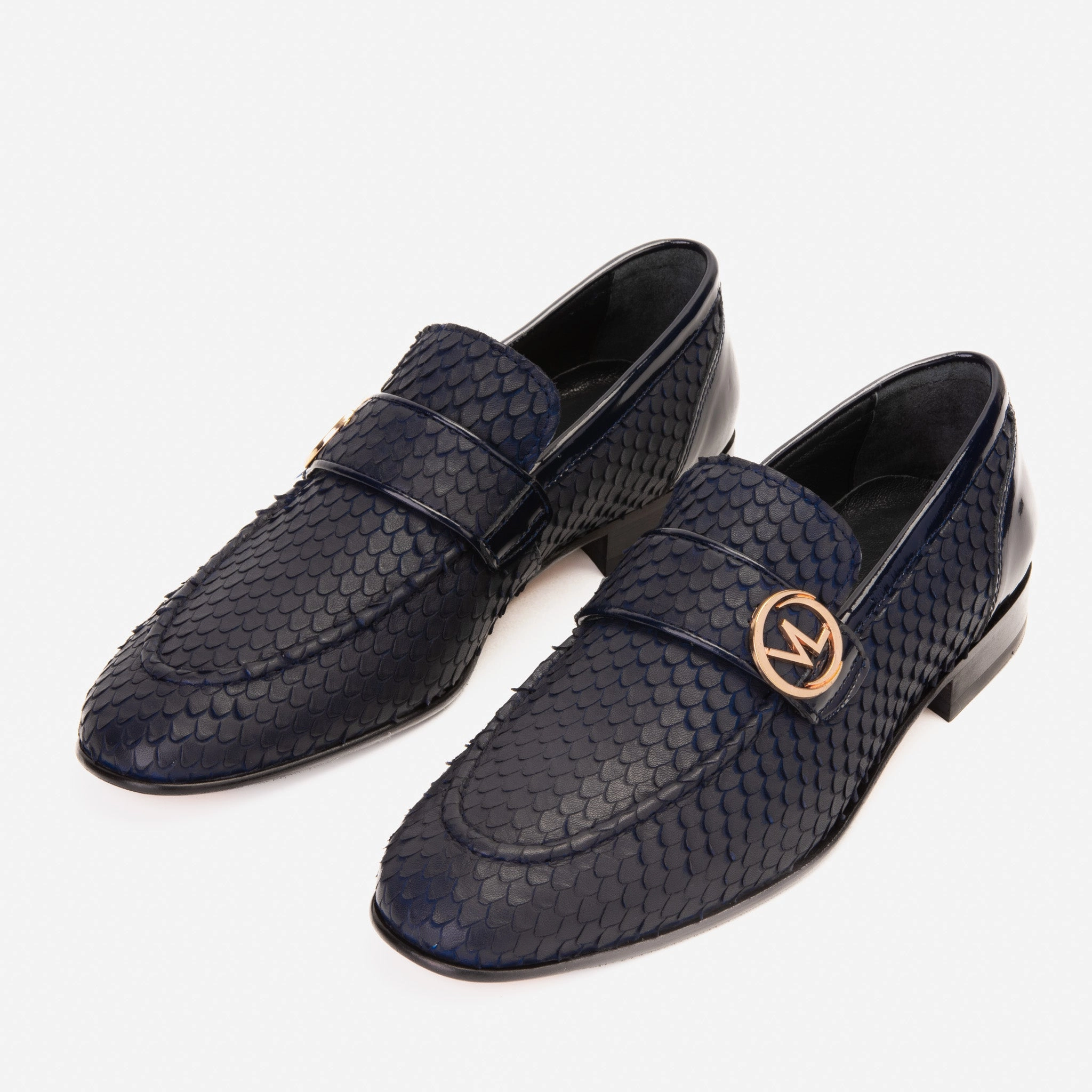 Bike Toe Dress Shoes The Monarch Navy Blue Leather Men Dress Shoe