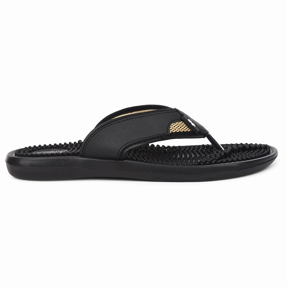 Slippers With Arches A-HA Black Casual Slipper For Men ACCUPRO1E By Liberty