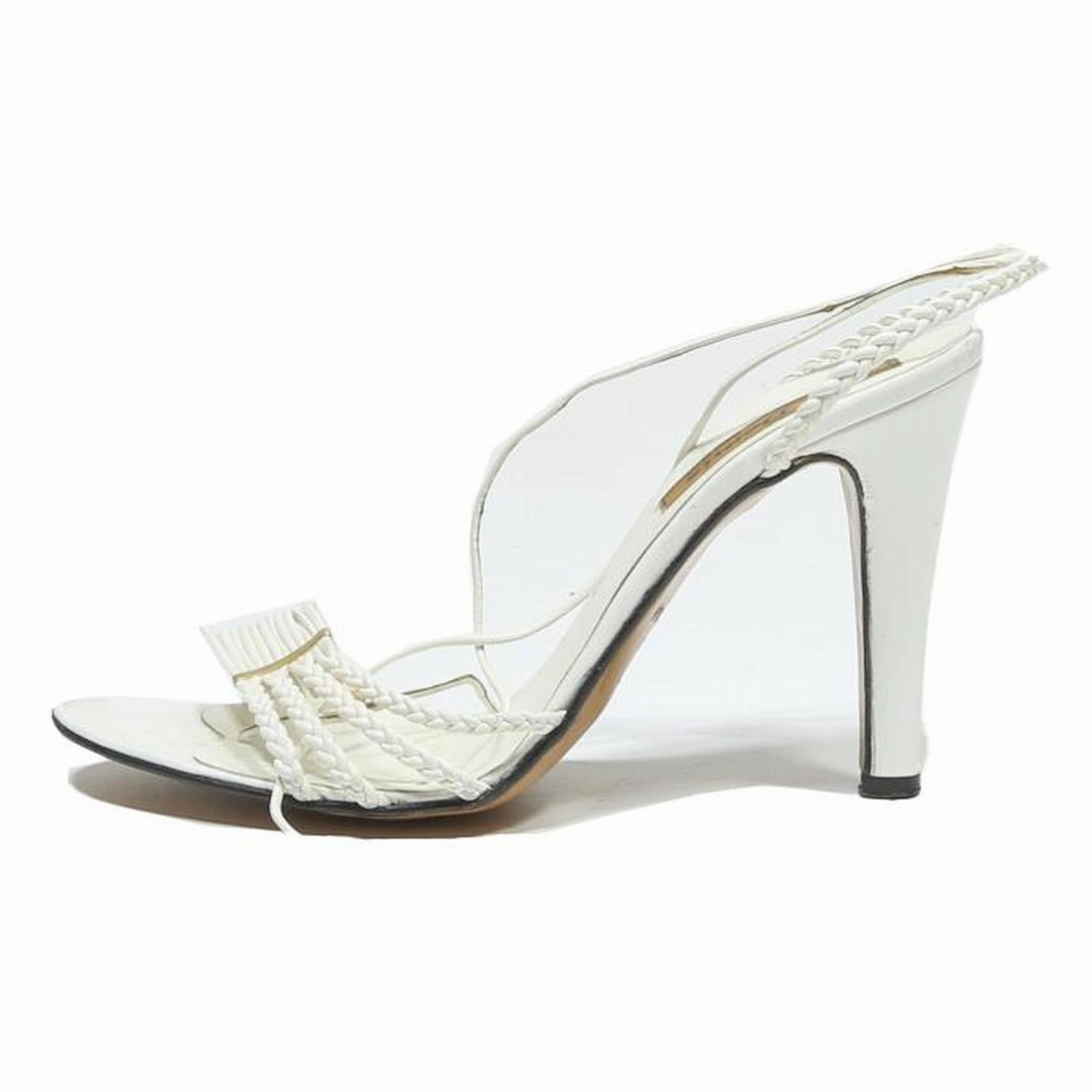 DEMIS Womens White Braided Strap Strappy High Heel Sandals Synthetic UK 3 Snake Print Sandals