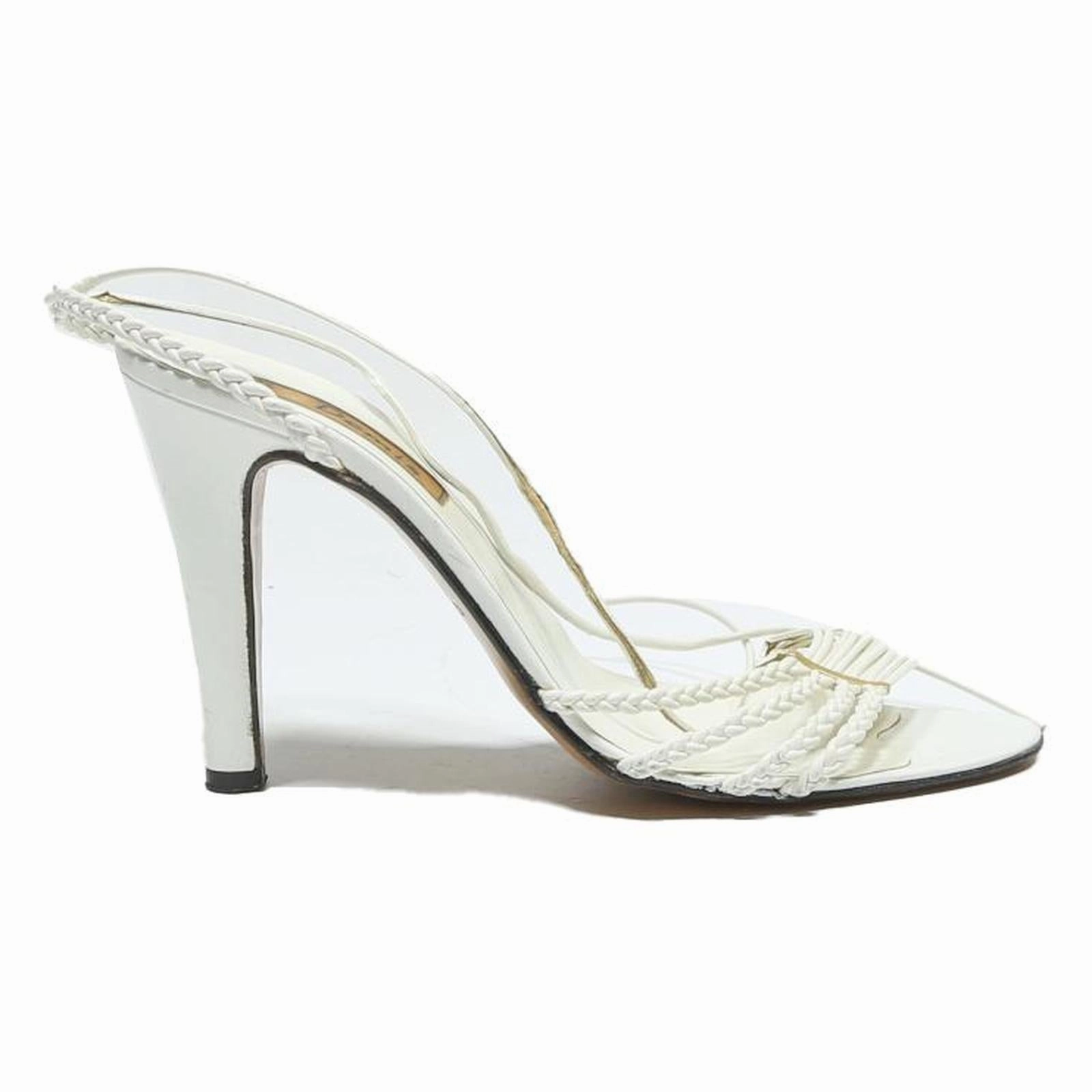 Fashion Comfort Sandals DEMIS Womens White Braided Strap Strappy High Heel Sandals Synthetic UK 3