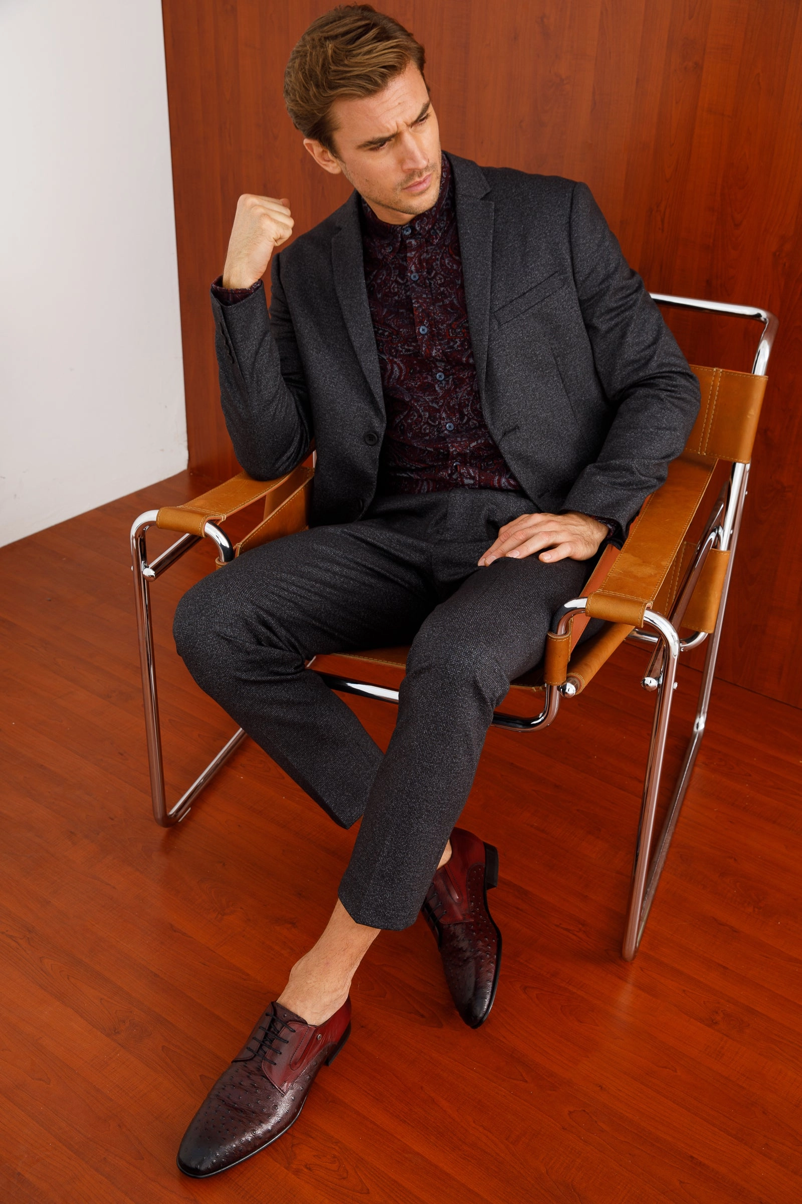 Orthopedic Dress Shoes The Porto Alegre Burgundy Leather Derby Men Shoe