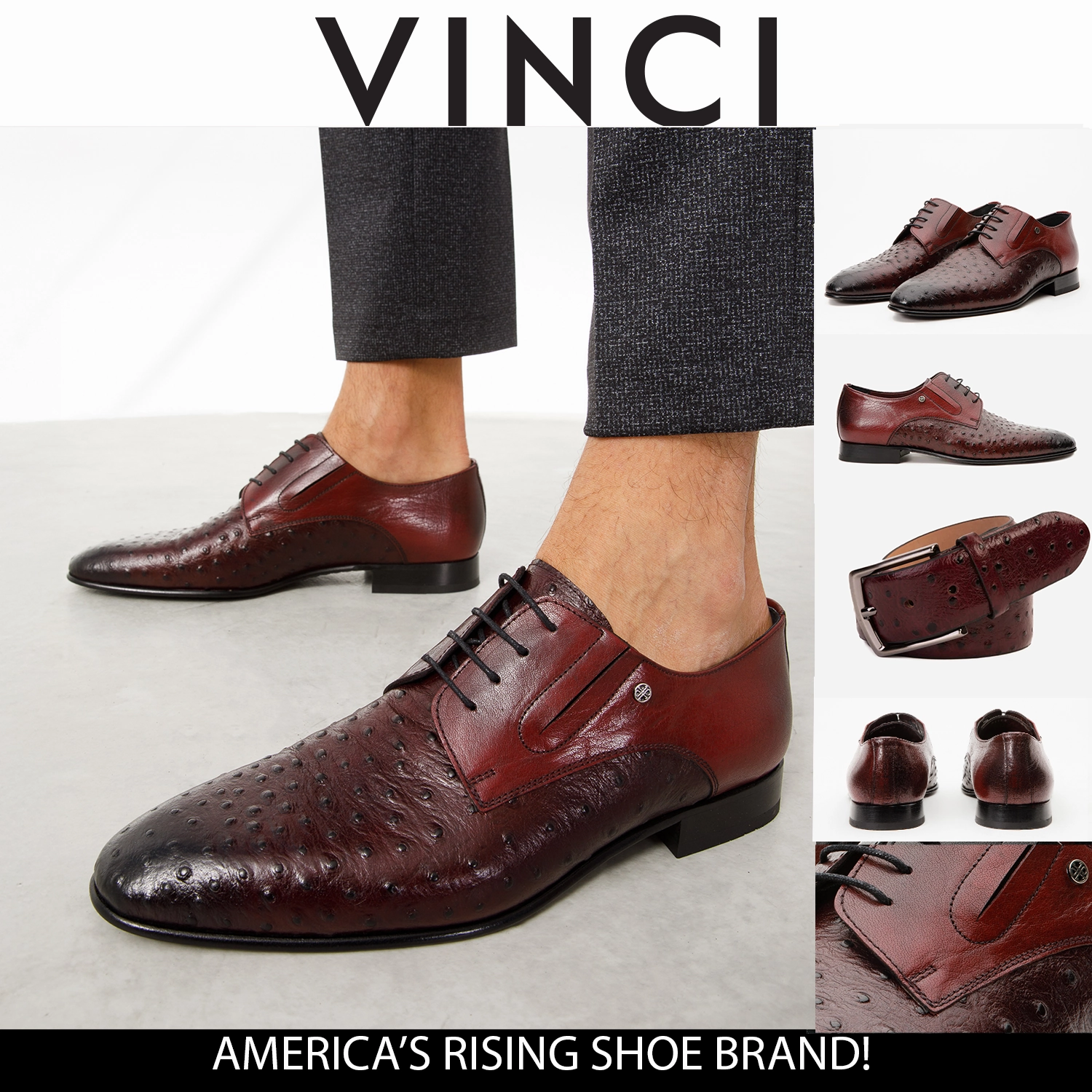 The Porto Alegre Burgundy Leather Derby Men Shoe Dress Shoe Insert