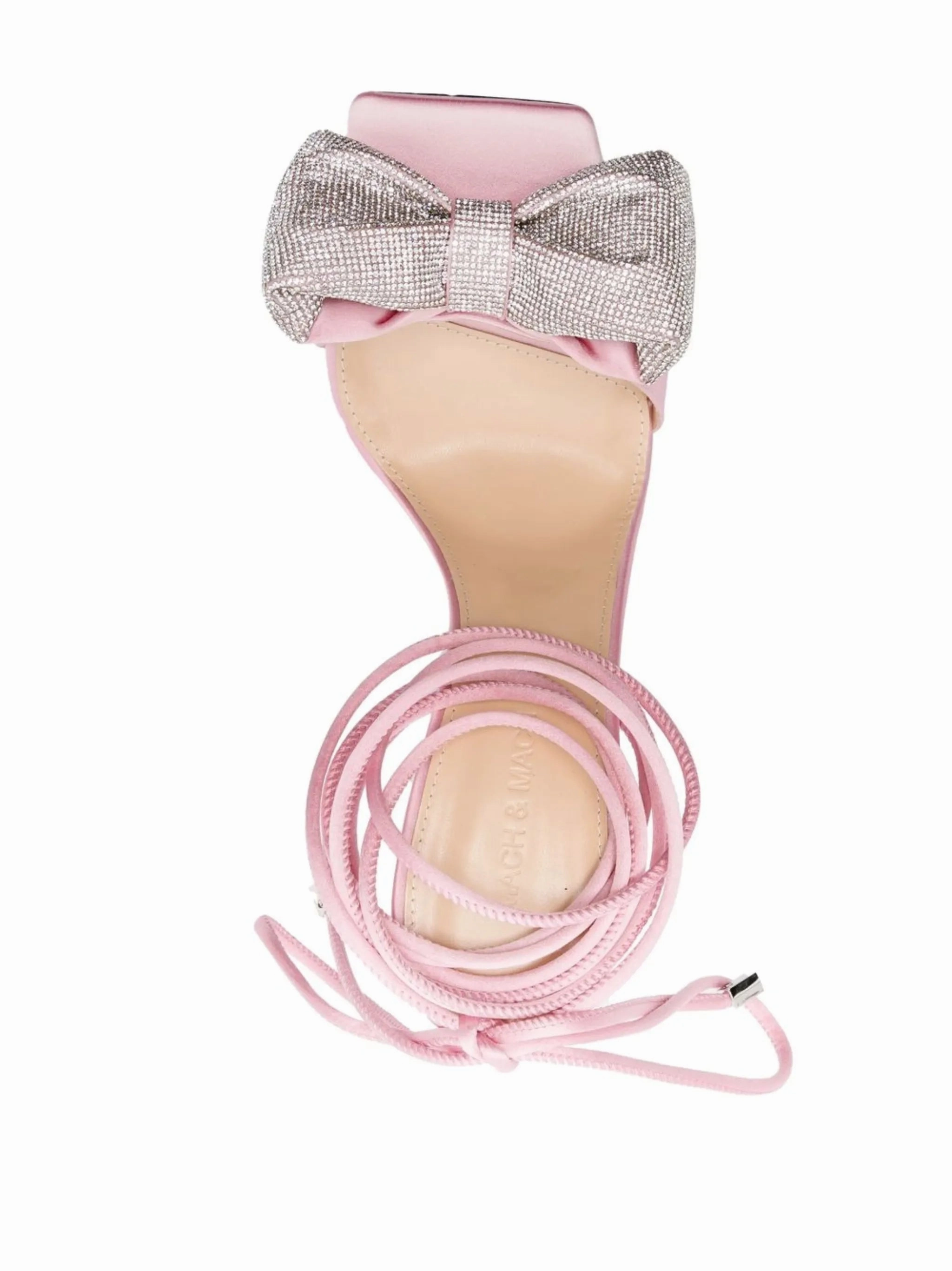 Leather Huarache Sandals Double Bow crystal-embellished 95mm sandals