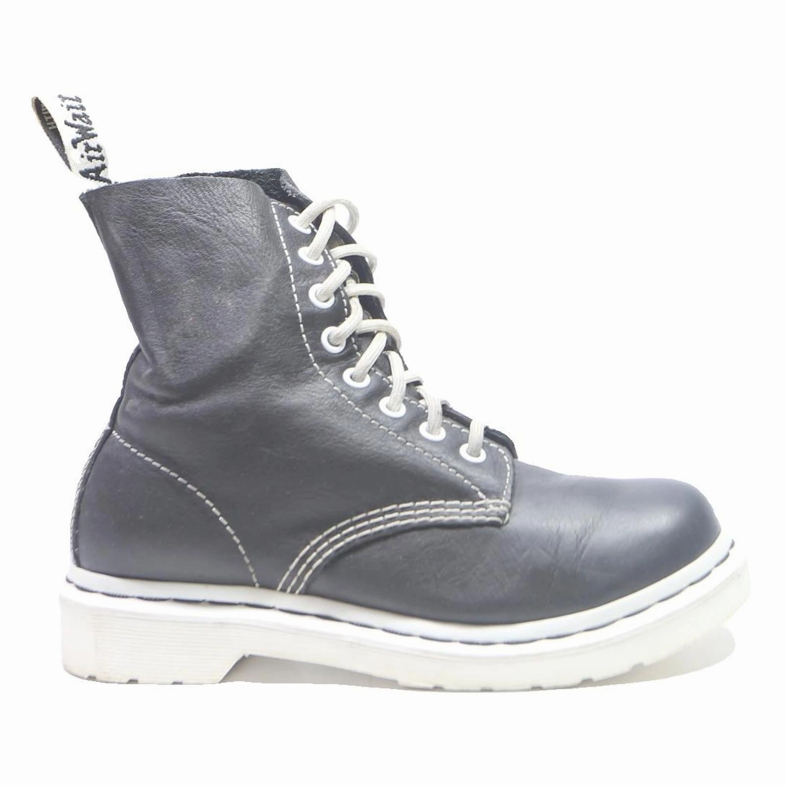 Western Boots Size 12 DR MARTENS 1460 Pascal Womens Black & White Leather Ankle Boots UK 4 Lace-Up