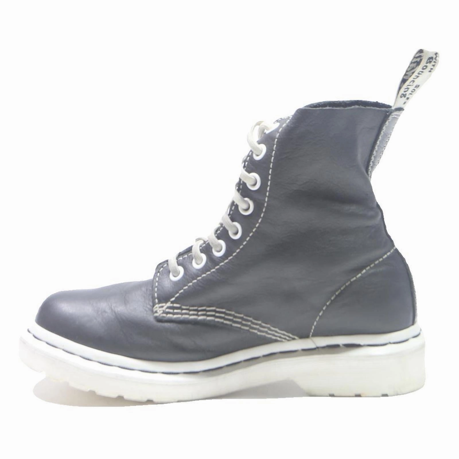 Billy Boots DR MARTENS 1460 Pascal Womens Black & White Leather Ankle Boots UK 4 Lace-Up