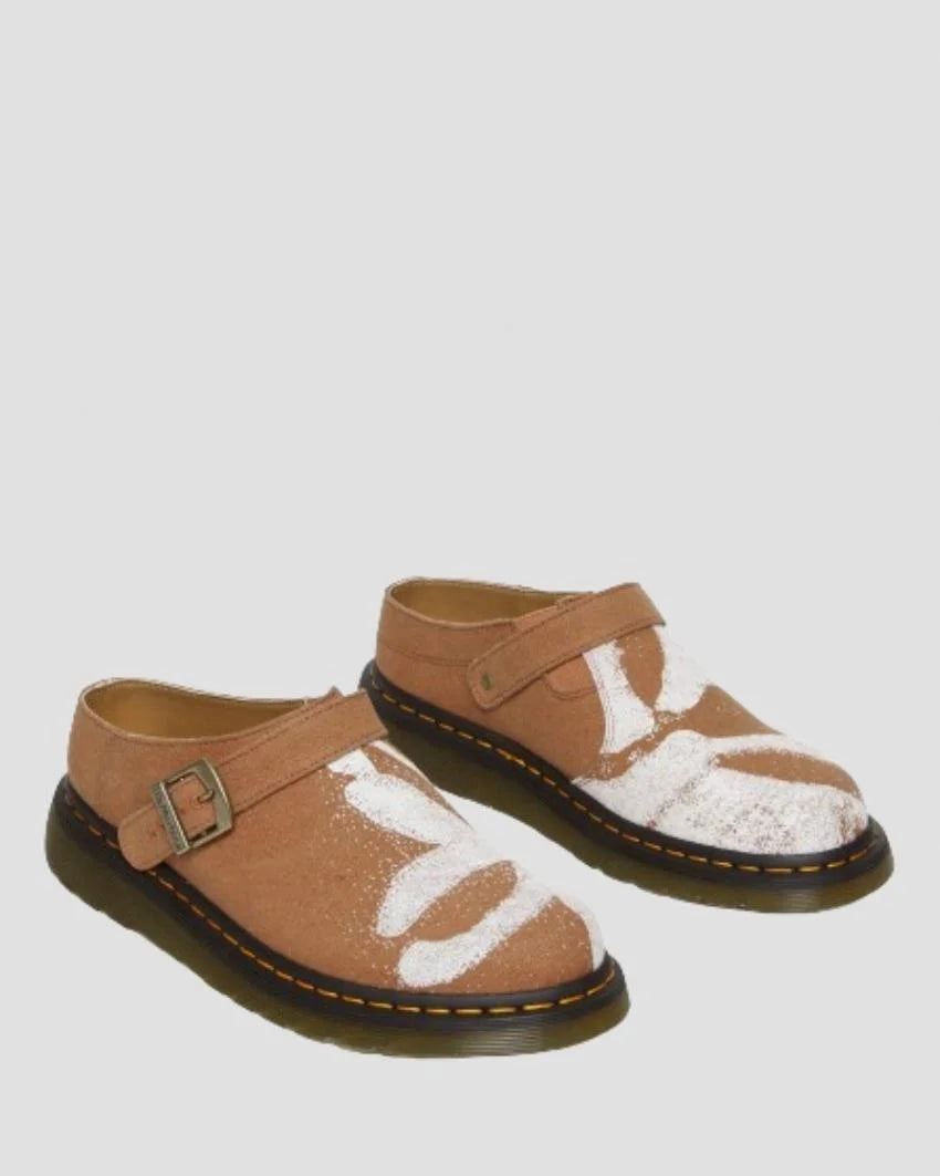 Dr. Martens "Isham (Archive Floral Hemp Canvas)" M - Savannah Tan Open Toe Loafers