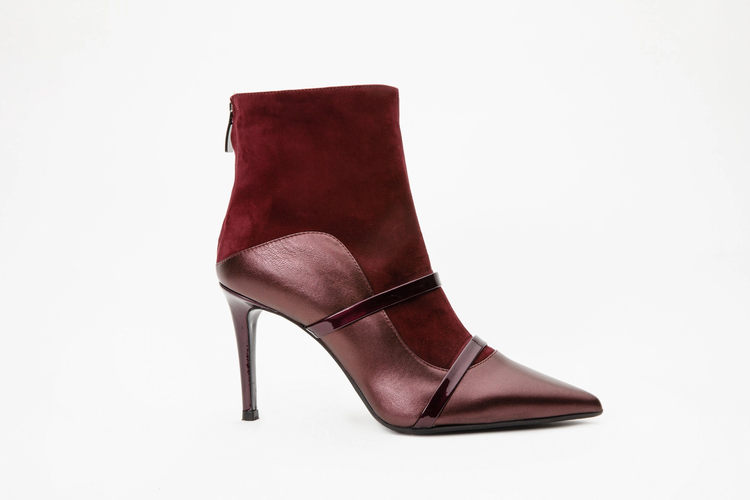 Heel Boots With Open Toe The Manila Burgundy Leather Ankle Women Boot