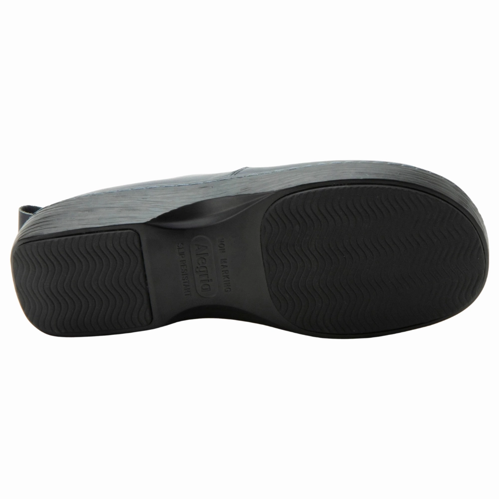 Flat Closed Shoes With Rubber Sole Alegria Orygin Navy Leather Shoe (Women's)