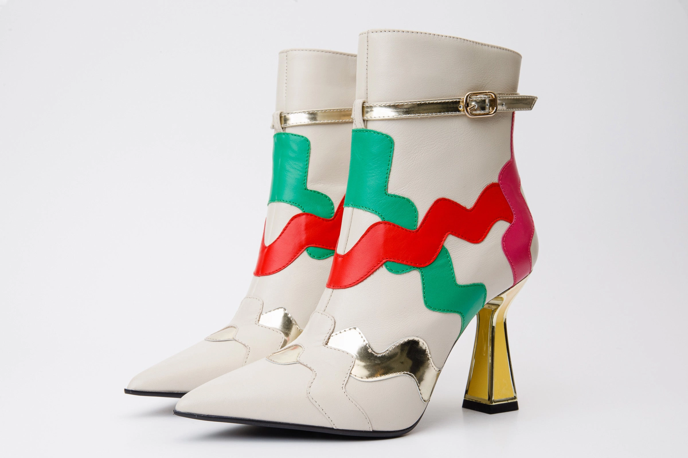 The Tario Cream Leather Ankle Women Boot Tight High Boots