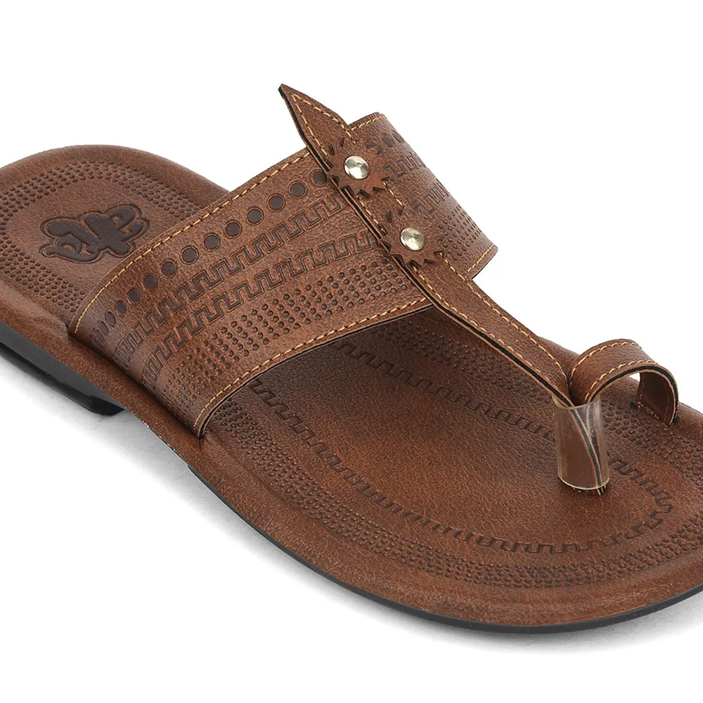 A-HA Tan Casual Flat Sandal For Men MPU-62 By Liberty Bridal Sandals Heels