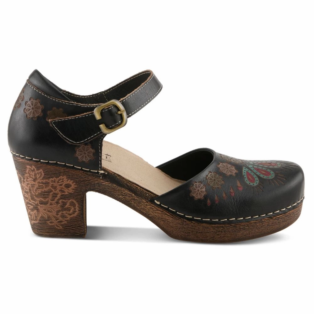 Derby Dress Shoes L'artiste By Spring Step Bridgitte Black Multi Leather Pump (Women's)