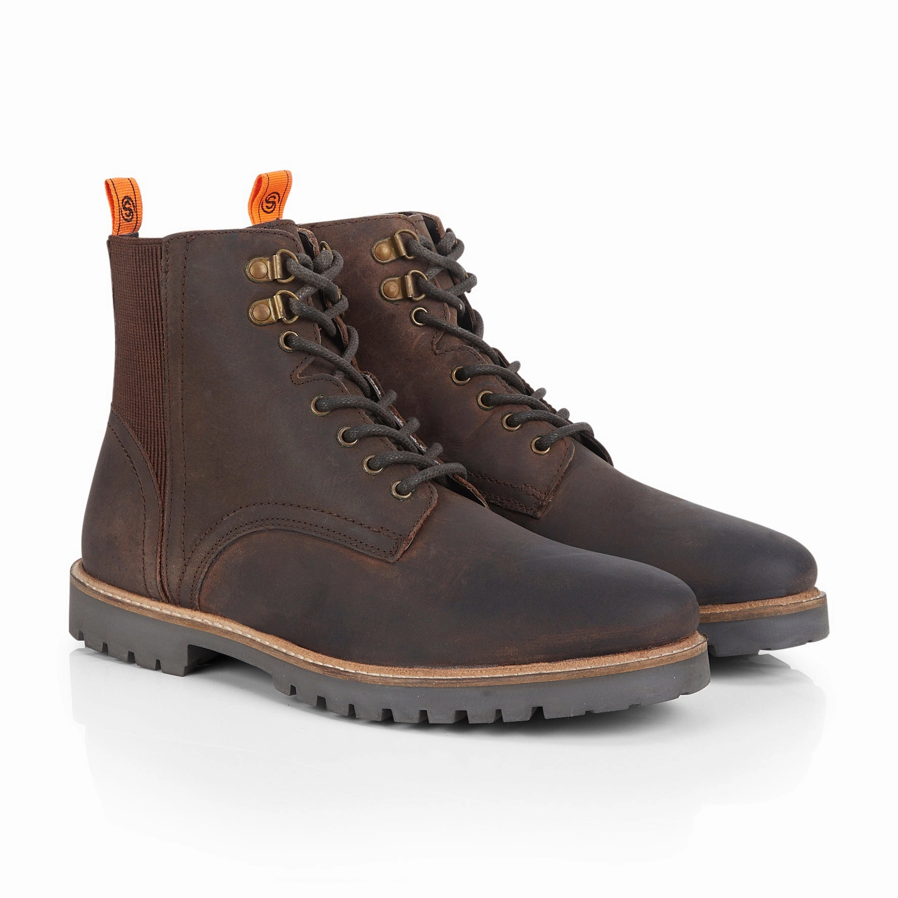 Manchester Leather Hiker Boots - Brown Fold Over Knee Boots
