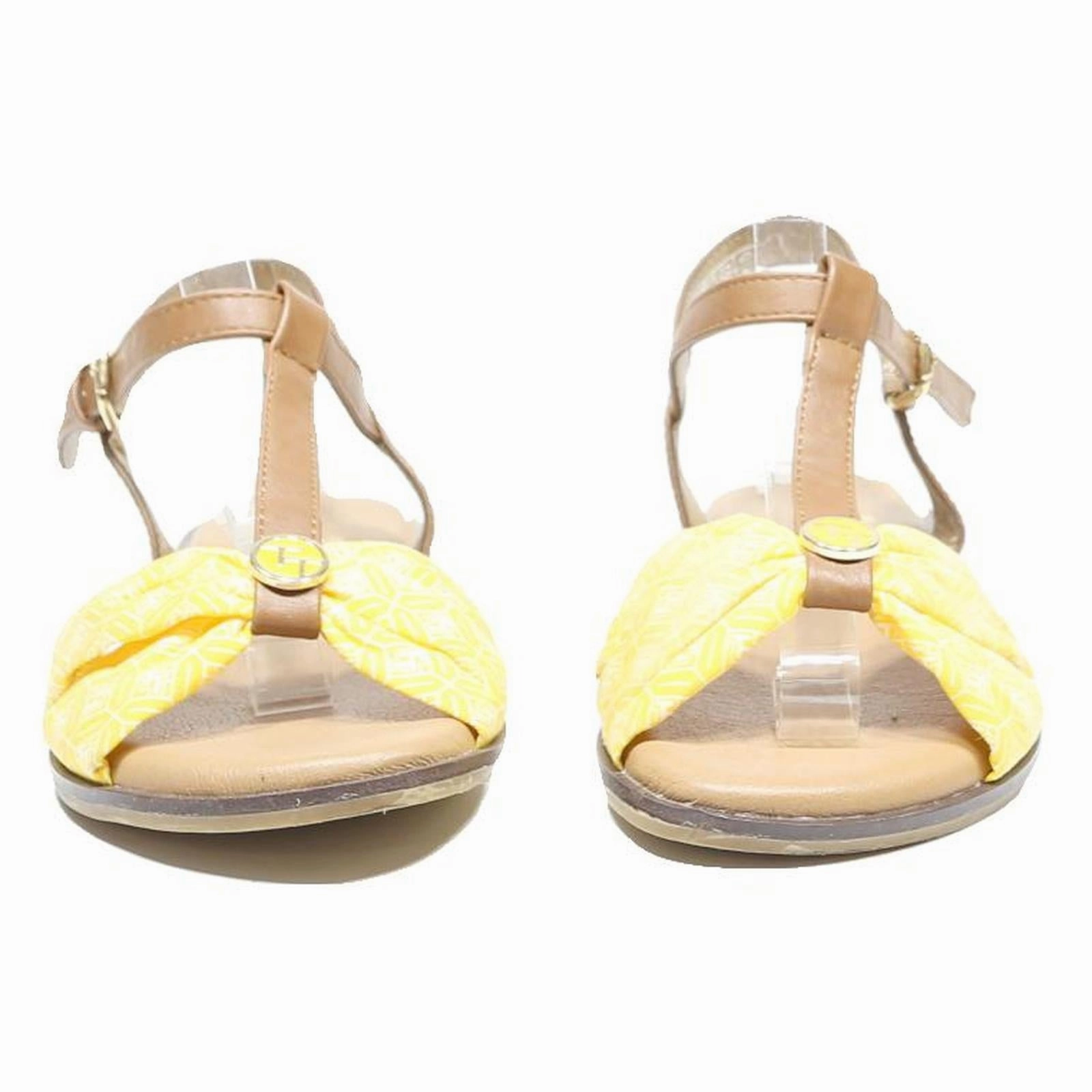 TOM TAILOR Womens Leather Strappy Sandals Beige & Yellow UK 4 Summer Casual Outdoor Lifestyle Sandals