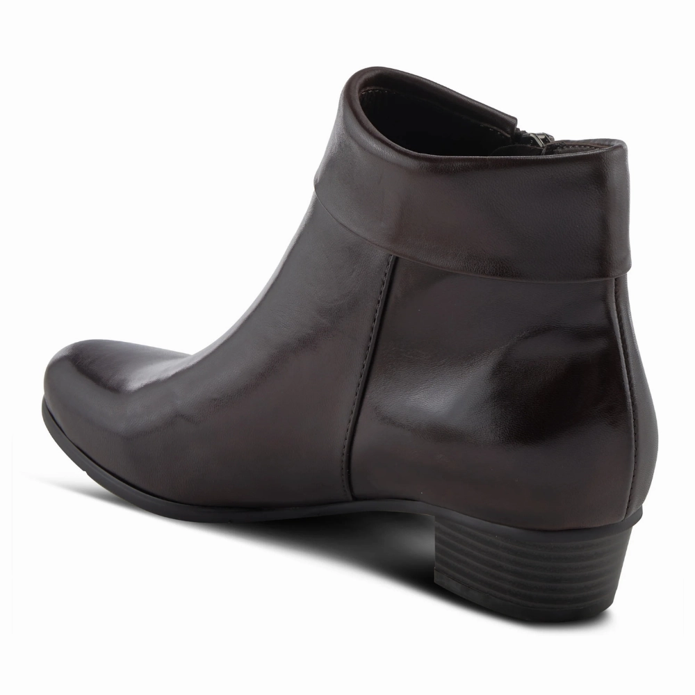 Spring Step Stockholm Dark Brown Leather Bootie (Women's) Patrol Boots