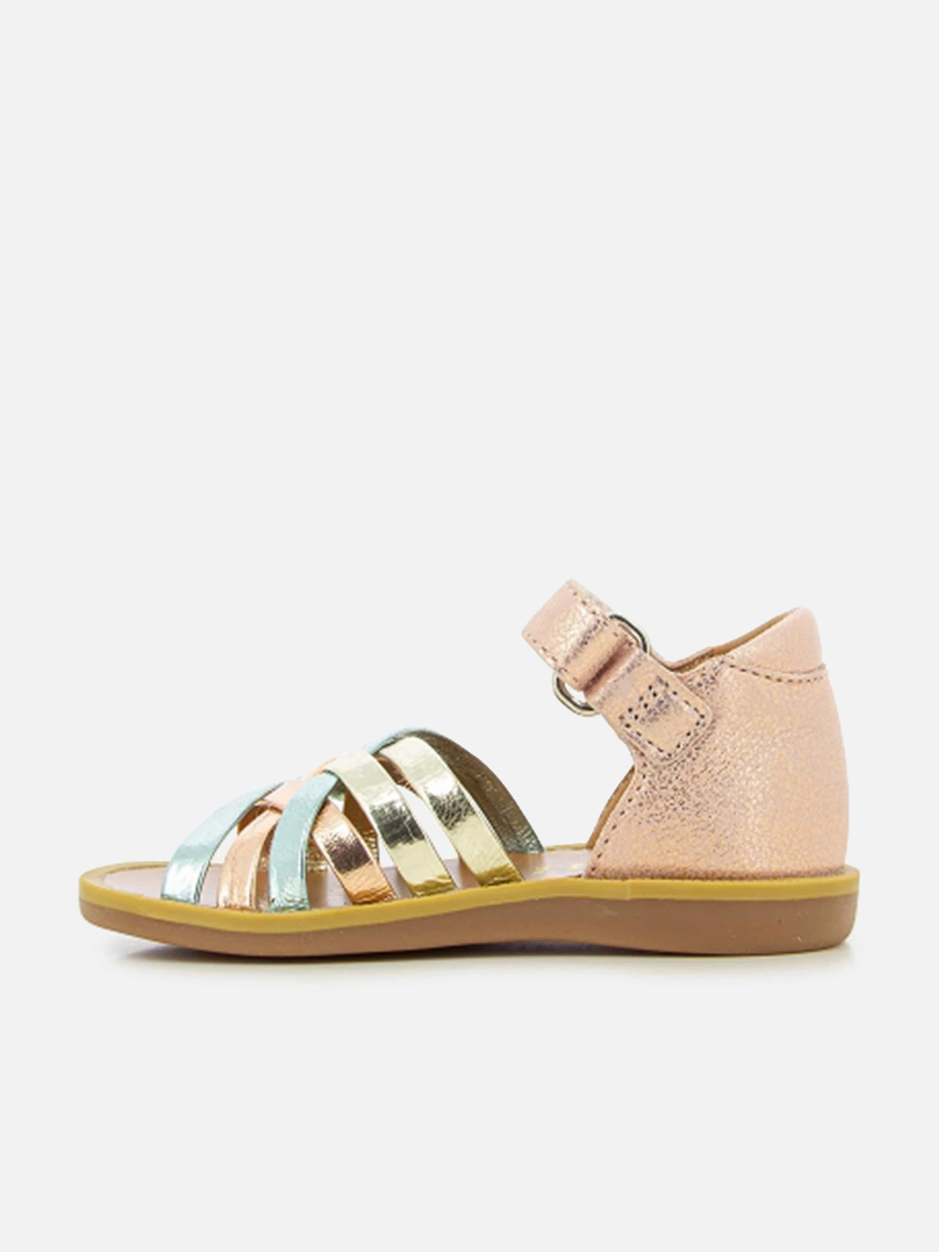 Flowery Sandals Pom D'Api Girls Leather Poppy Lux Sandals in Pink