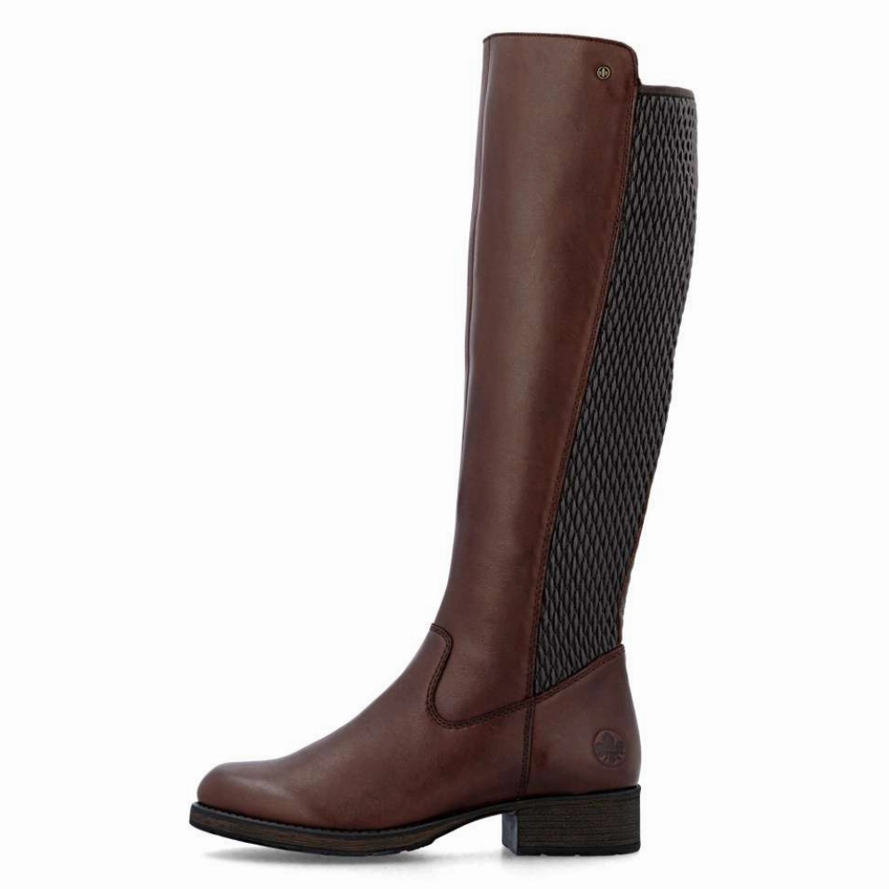 Ballerina Boots Heels Rieker Faith 91 Ebony Stretch Panel Tall Boot (Women's)