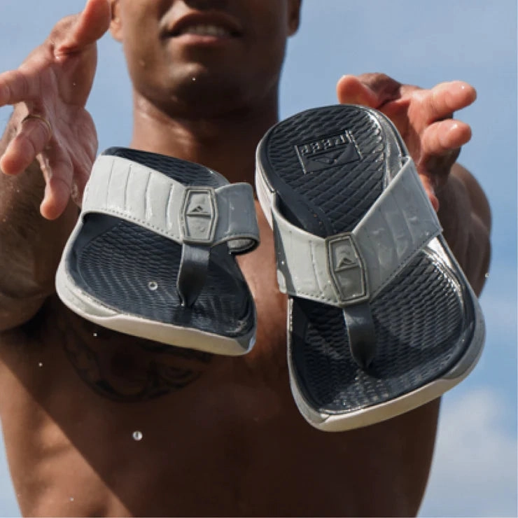 Double Wide Width Sandals Arch Support REEF The Deckhand Sandal-Grey